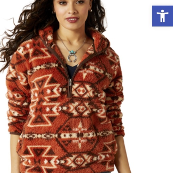 Ariat Women's Bomber Jacket in Red and Cream - Picture 4 of 12